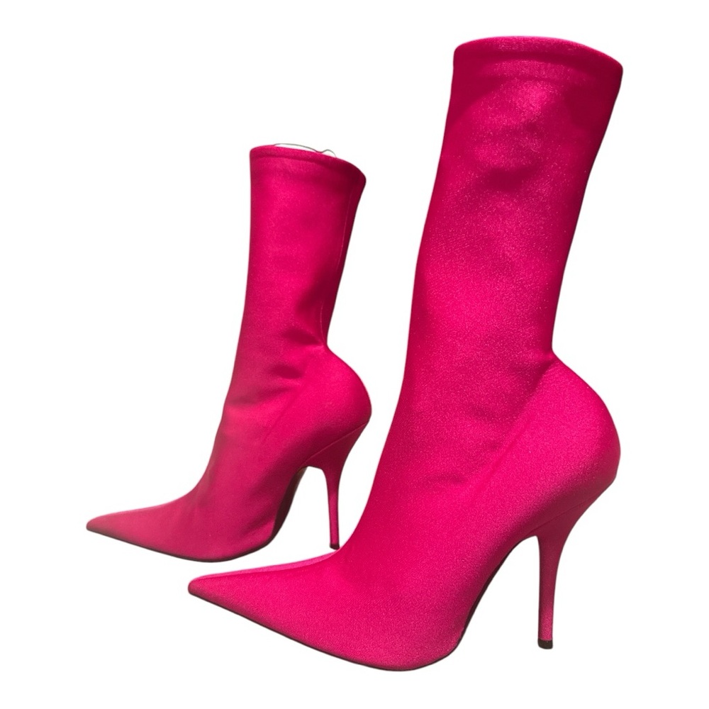 Hot Pink Stiletto Sock Boots